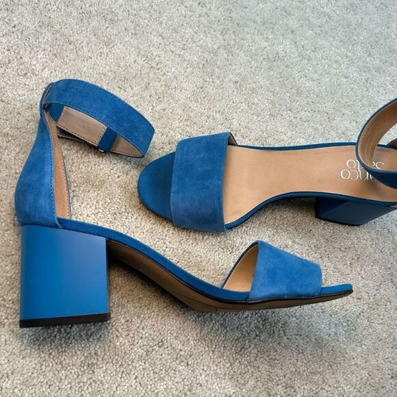 Franco Sarto Suede Blick Heeled Sandals Miranda Blue 8.5 - Picture 4 of 6